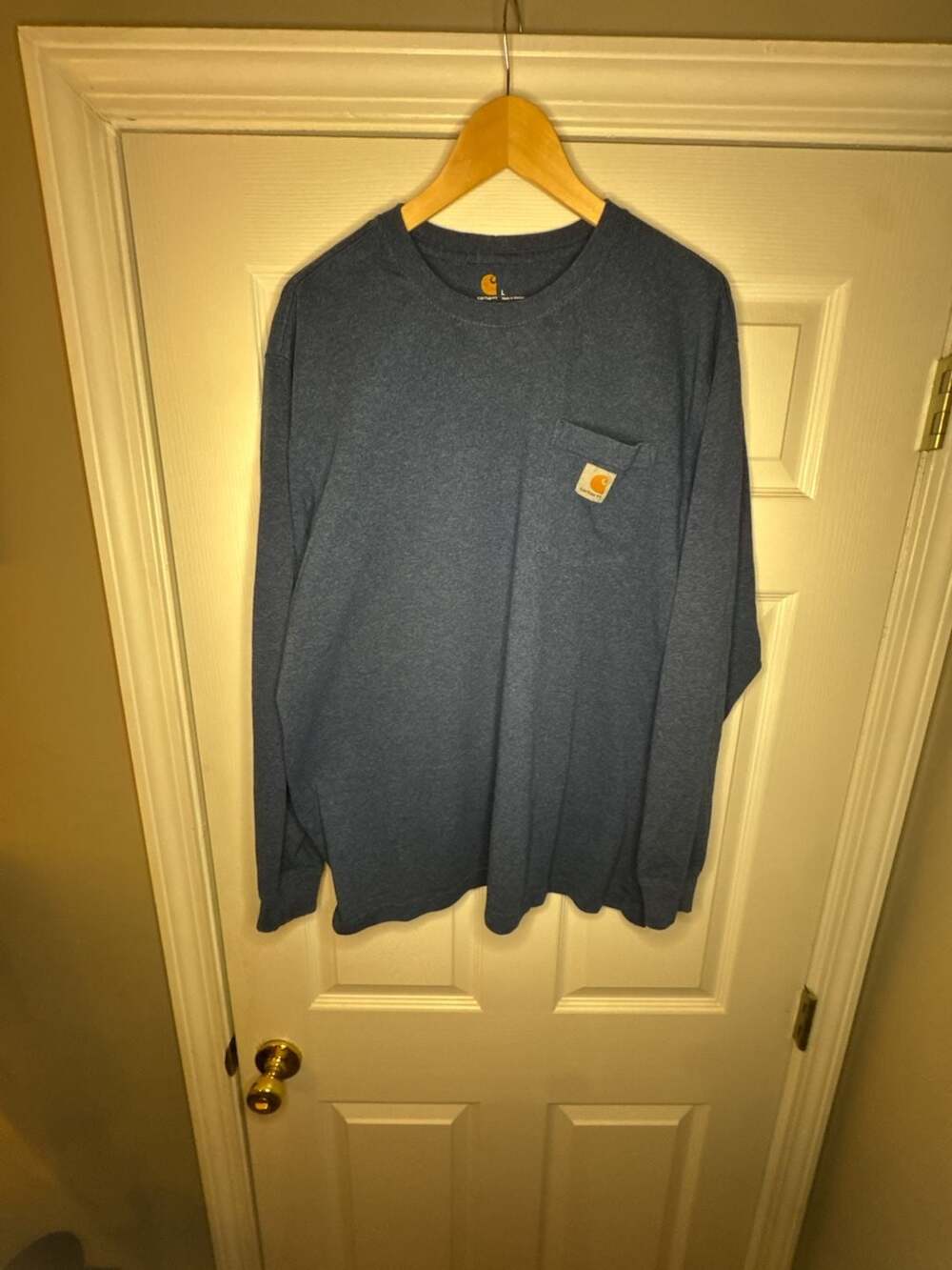 Carhartt K126 Original Fit Long Sleeve Pocket T-Shirt in Heather Blue